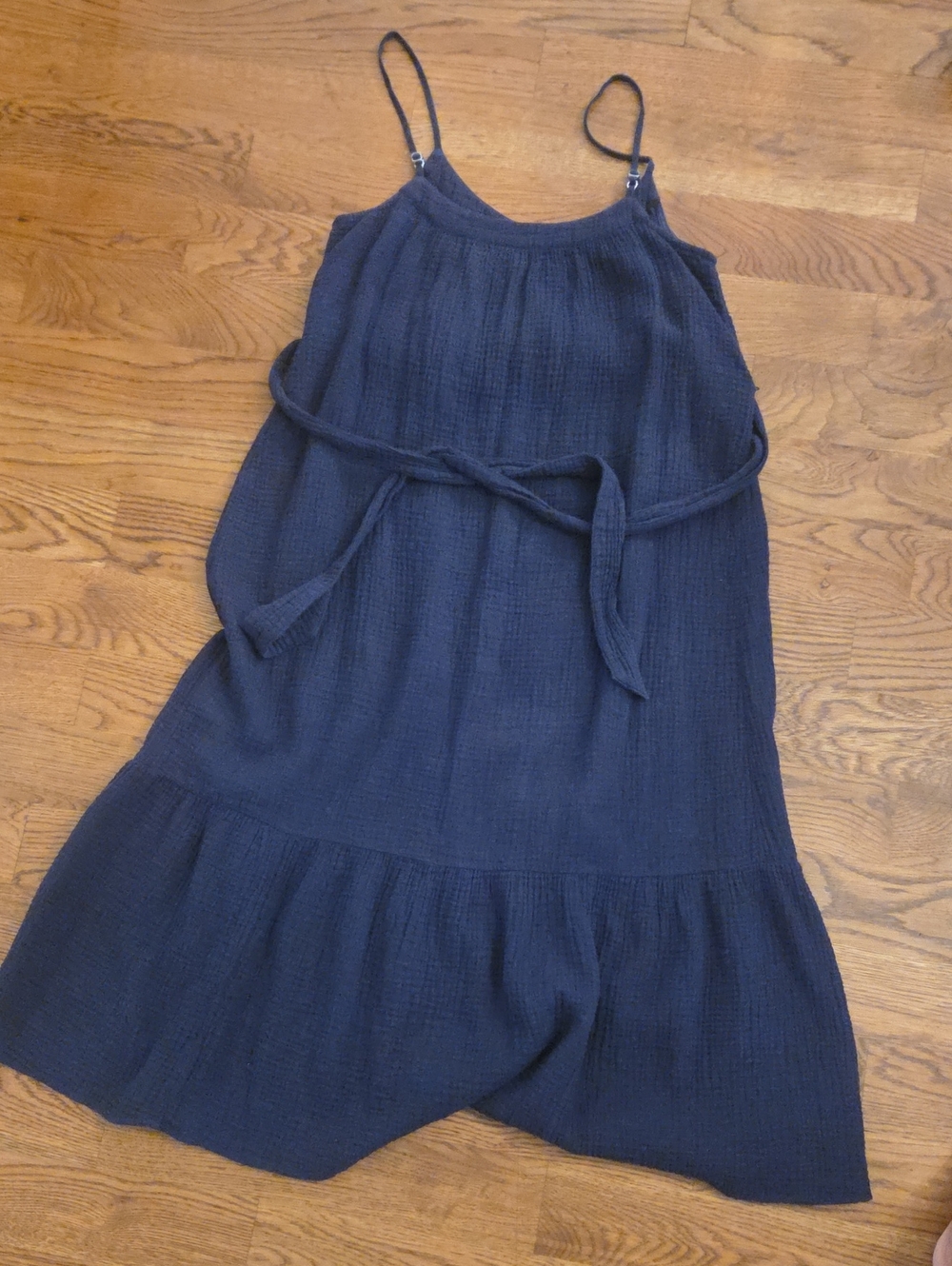 GAP Navy Blue Spaghetti Strap Tiered Midi Dress